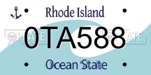 0TA588 Rhode Island License Plate