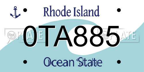 0TA885 Rhode Island License Plate
