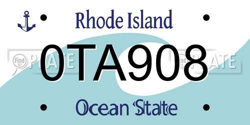 0TA908 Rhode Island License Plate