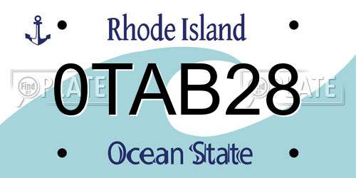0TAB28 Rhode Island License Plate
