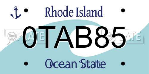 0TAB85 Rhode Island License Plate