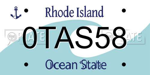 0TAS58 Rhode Island License Plate