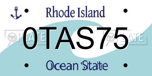 0TAS75 Rhode Island License Plate