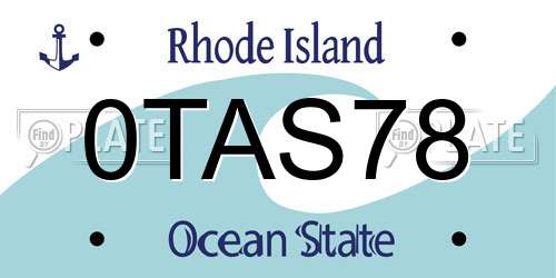 0TAS78 Rhode Island License Plate