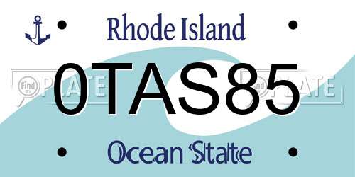 0TAS85 Rhode Island License Plate