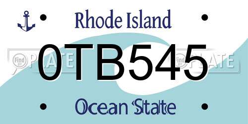0TB545 Rhode Island License Plate