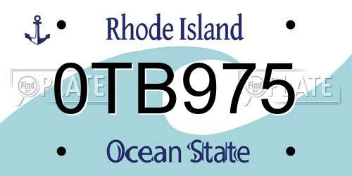 0TB975 Rhode Island License Plate