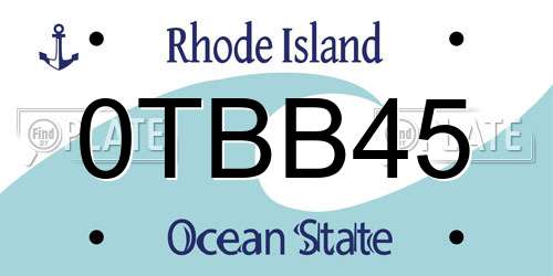 0TBB45 Rhode Island License Plate