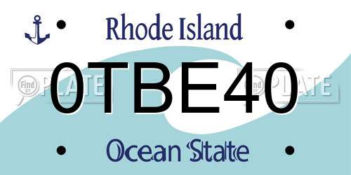 0TBE40 Rhode Island License Plate
