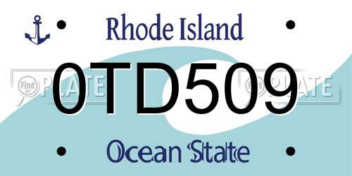 0TD509 Rhode Island License Plate