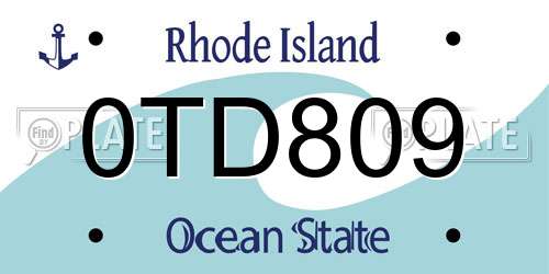 0TD809 Rhode Island License Plate