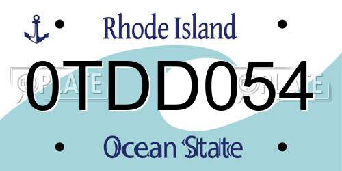 0TDD054 Rhode Island License Plate