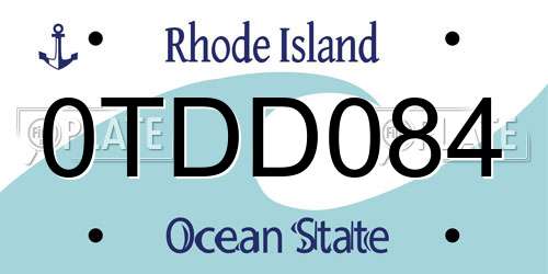 0TDD084 Rhode Island License Plate
