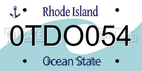 0TDO054 Rhode Island License Plate