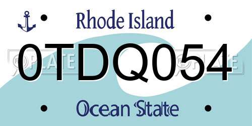 0TDQ054 Rhode Island License Plate