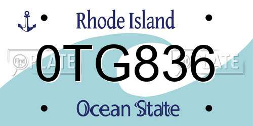 0TG836 Rhode Island License Plate