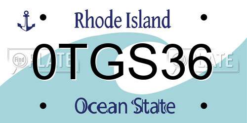 0TGS36 Rhode Island License Plate
