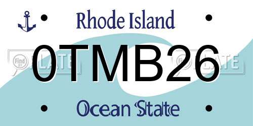 0TMB26 Rhode Island License Plate