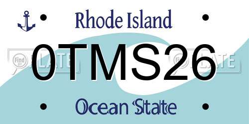 0TMS26 Rhode Island License Plate