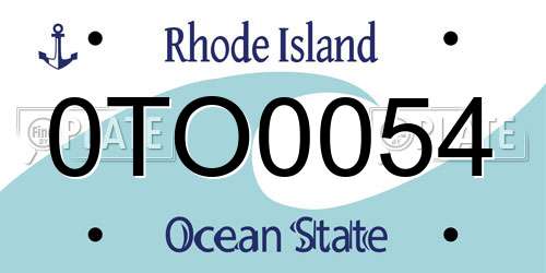 0TO0054 Rhode Island License Plate