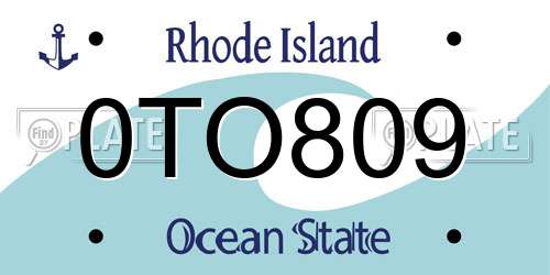 0TO809 Rhode Island License Plate
