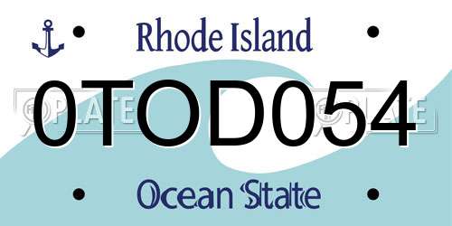 0TOD054 Rhode Island License Plate
