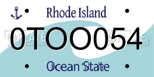 0TOO054 Rhode Island License Plate