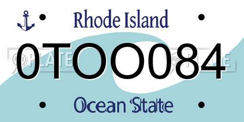 0TOO084 Rhode Island License Plate