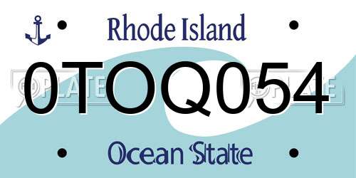 0TOQ054 Rhode Island License Plate