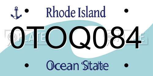 0TOQ084 Rhode Island License Plate