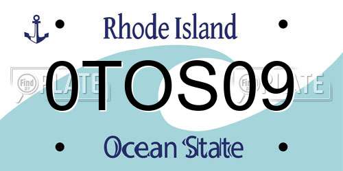 0TOS09 Rhode Island License Plate