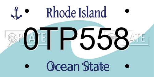 0TP558 Rhode Island License Plate