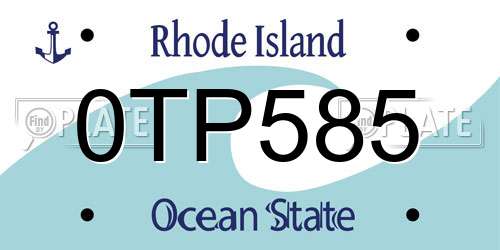 0TP585 Rhode Island License Plate
