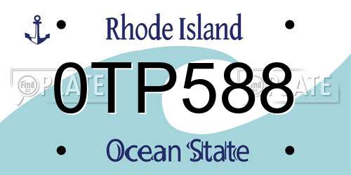 0TP588 Rhode Island License Plate