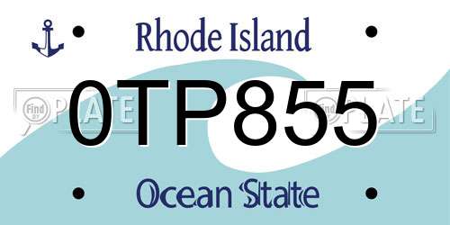 0TP855 Rhode Island License Plate