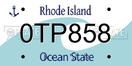 0TP858 Rhode Island License Plate