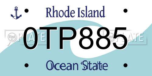 0TP885 Rhode Island License Plate