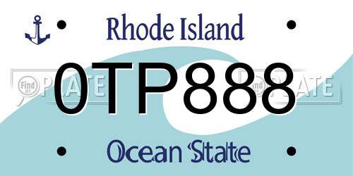 0TP888 Rhode Island License Plate