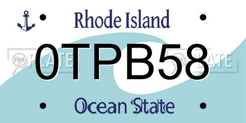 0TPB58 Rhode Island License Plate