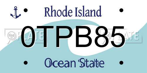 0TPB85 Rhode Island License Plate