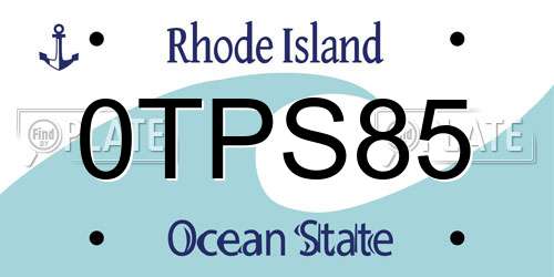 0TPS85 Rhode Island License Plate