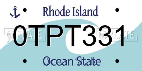 0TPT331 Rhode Island License Plate