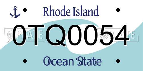 0TQ0054 Rhode Island License Plate