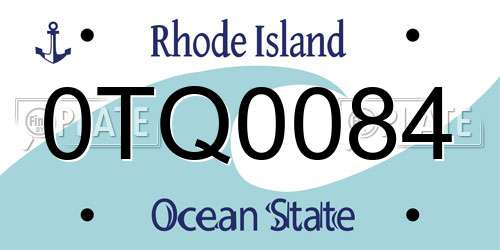 0TQ0084 Rhode Island License Plate