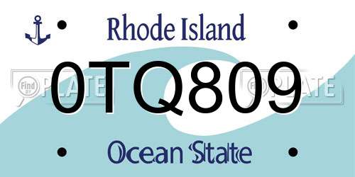 0TQ809 Rhode Island License Plate