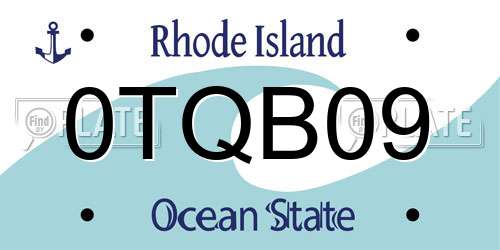 0TQB09 Rhode Island License Plate
