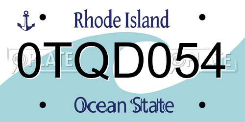 0TQD054 Rhode Island License Plate
