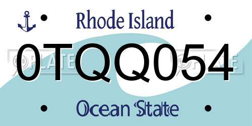 0TQQ054 Rhode Island License Plate