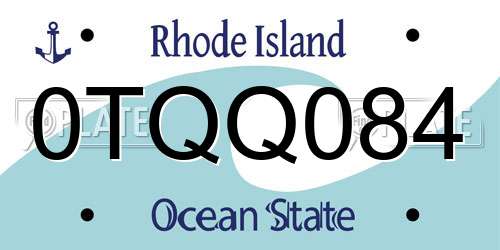 0TQQ084 Rhode Island License Plate