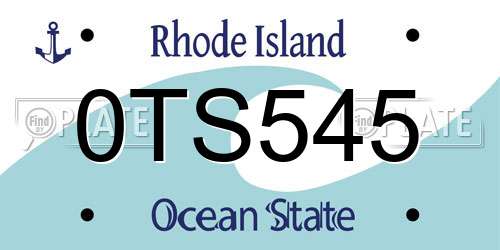 0TS545 Rhode Island License Plate